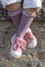Pisamonas pink velvet bow trainers - Mi Nina Kids