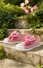 Pisamonas pink velvet bow trainers