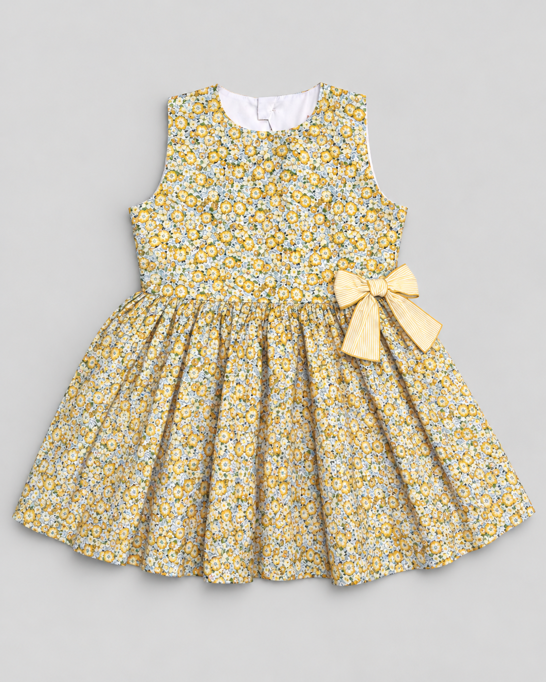 Alessandra Yellow Floral Dress With Bow