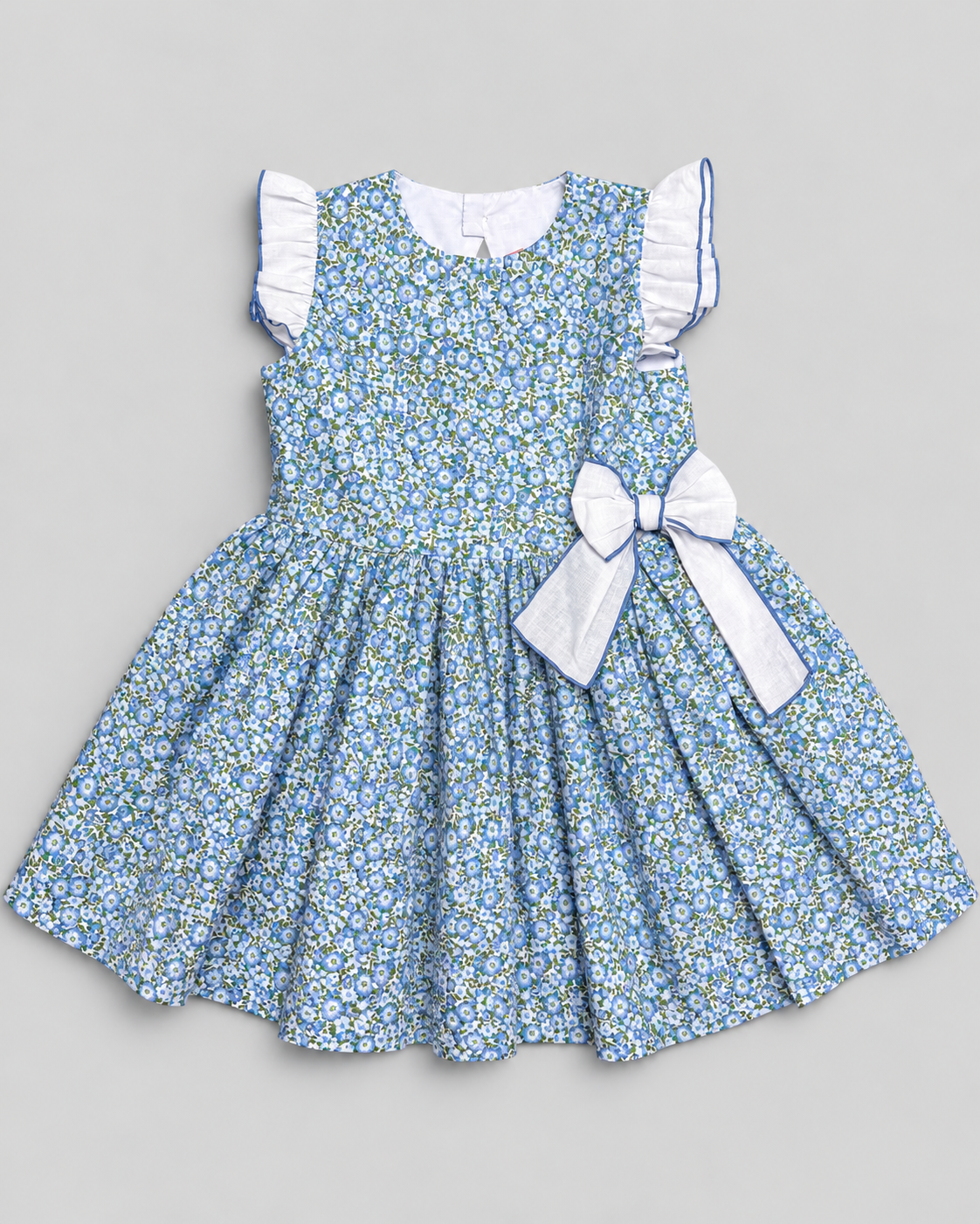 Alessandra Blue Floral Dress With Bow