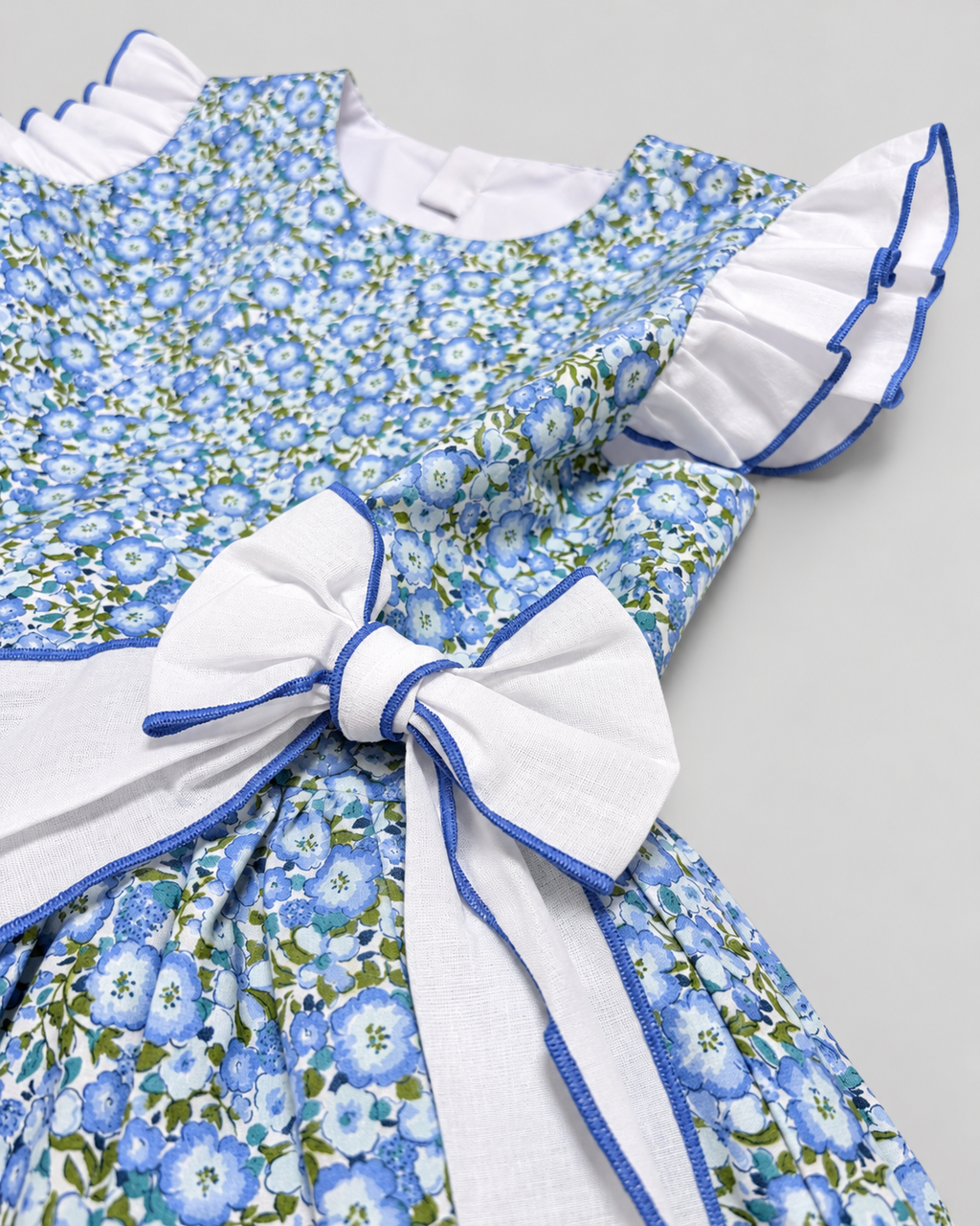 Alessandra Blue Floral Dress With Bow