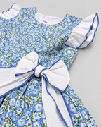 Alessandra Blue Floral Dress With Bow