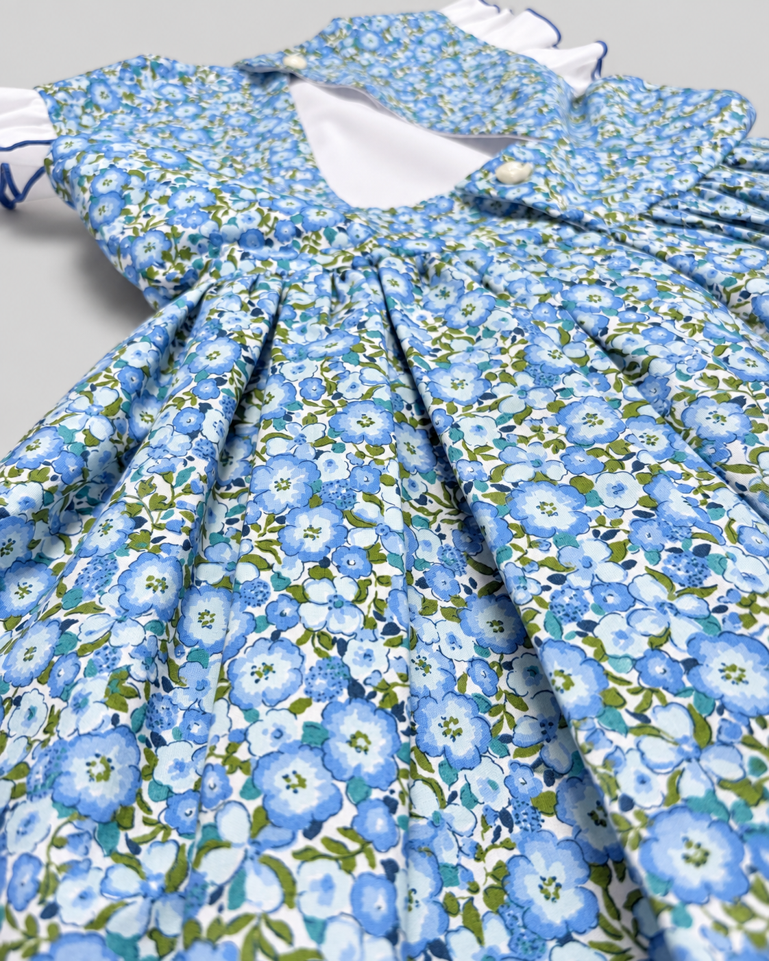 Alessandra Blue Floral Dress With Bow