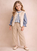 Corduroy Trousers with Decorative Pockets - Mi Nina Kids