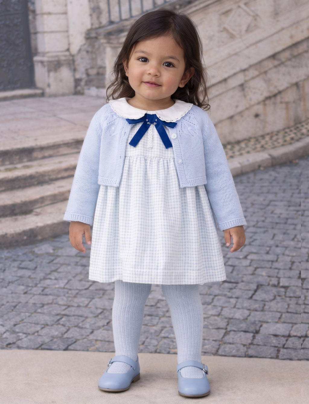 Gingham Baby Dress with Velvet Bow