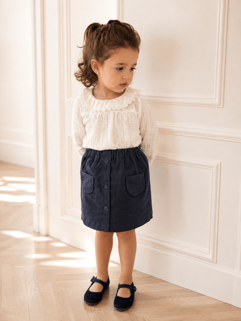 Blue Corduroy Skirt - Mi Nina Kids