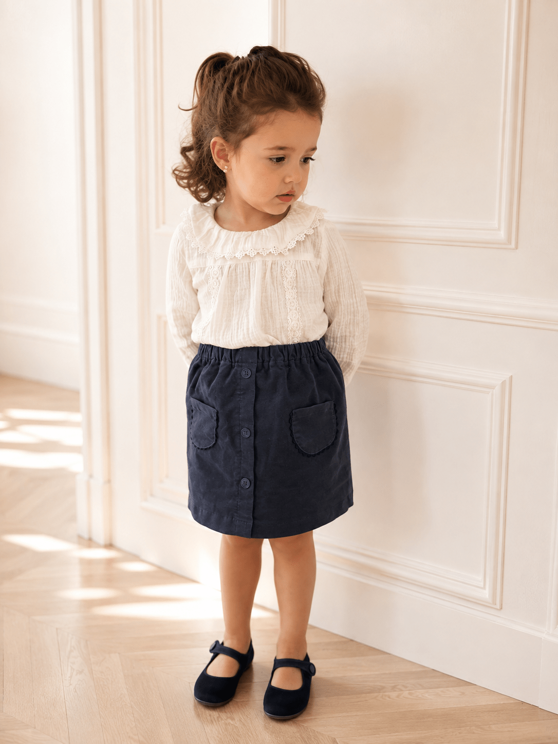 Blue Corduroy Skirt - Mi Nina Kids