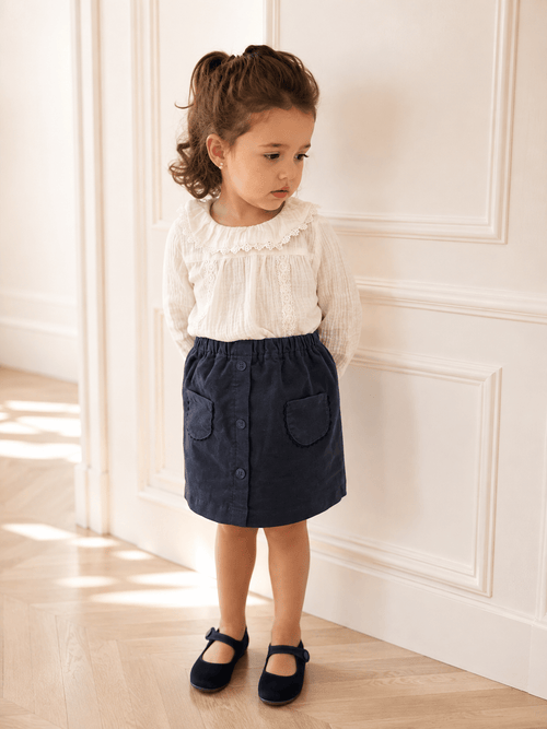 Blue Corduroy Skirt - Mi Nina Kids