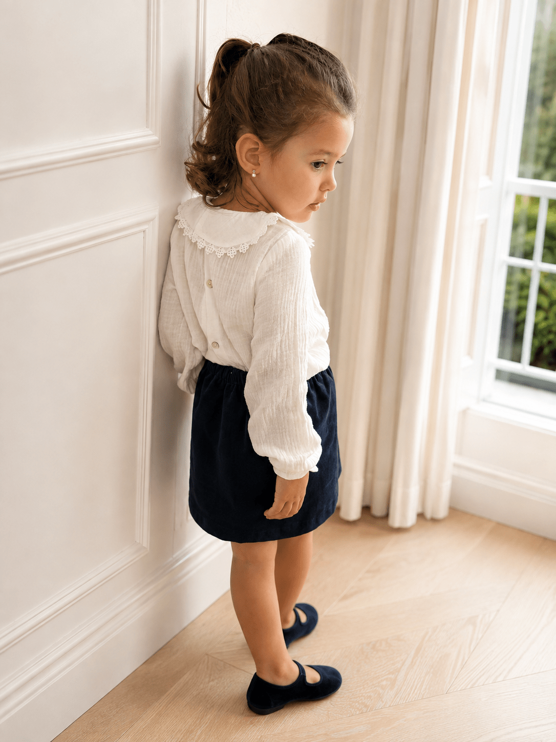 Blue Corduroy Skirt - Mi Nina Kids