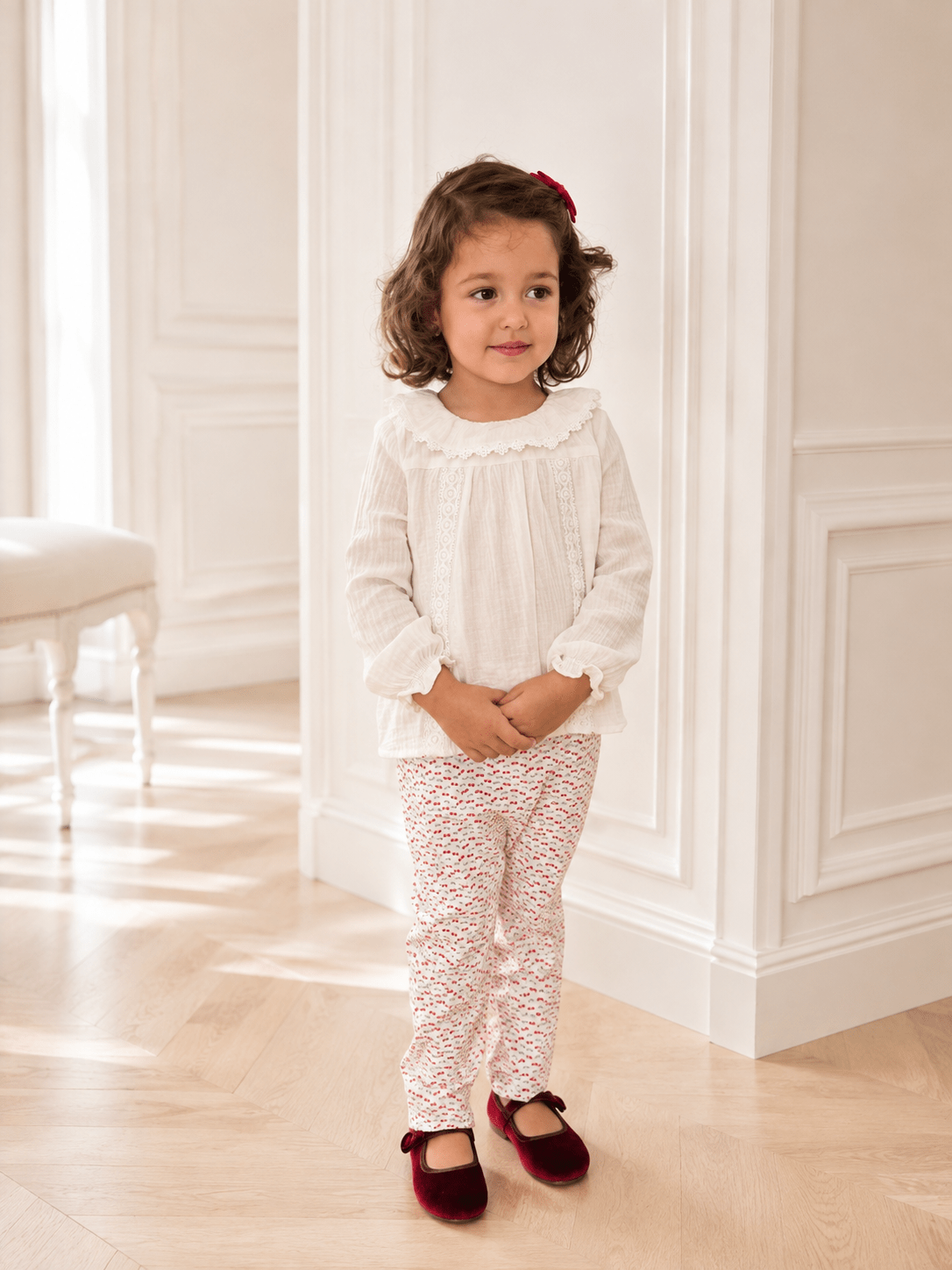 Cherry Print Corduroy Trousers - Mi Nina Kids