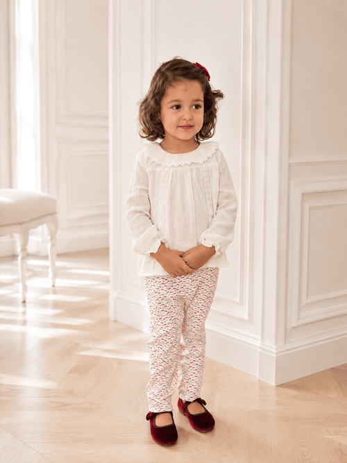 Cherry Print Corduroy Trousers - Mi Nina Kids