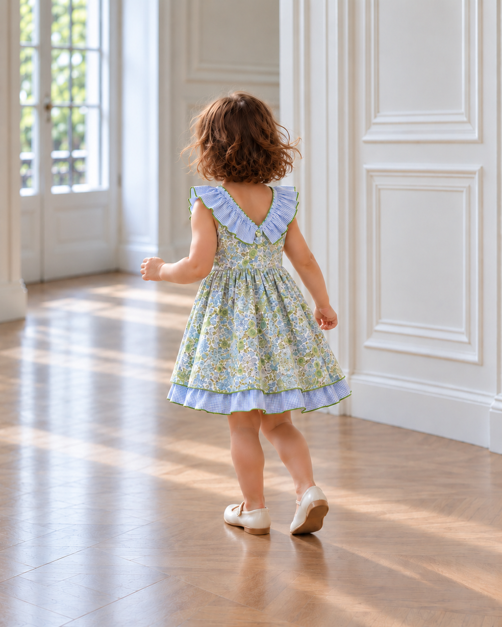 Vestido Verde Lucia con Enagua de Cuadros Verdes