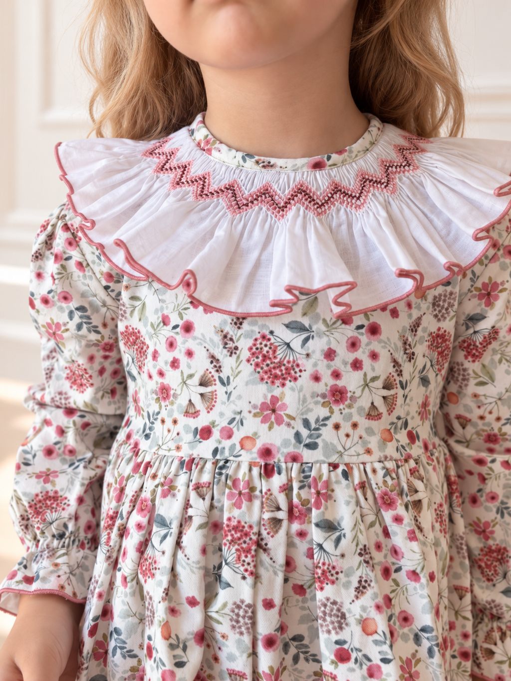 Claudia White Floral Smocked Dress