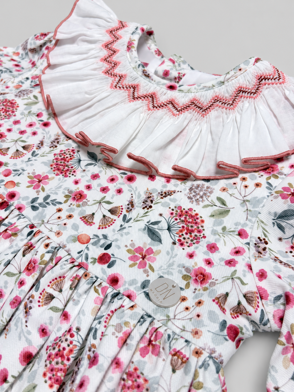 Claudia White Floral Smocked Dress