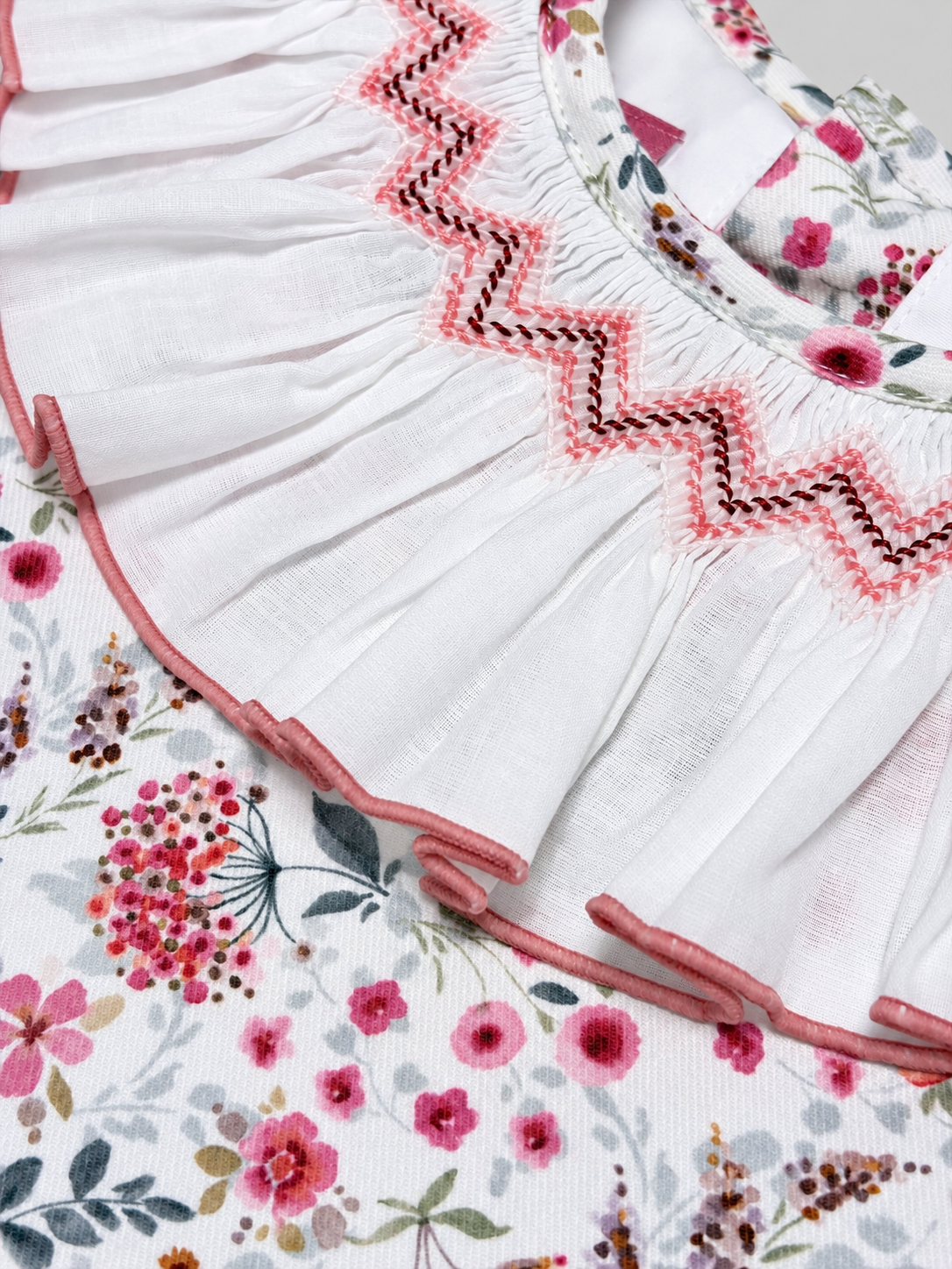 Claudia White Floral Smocked Dress