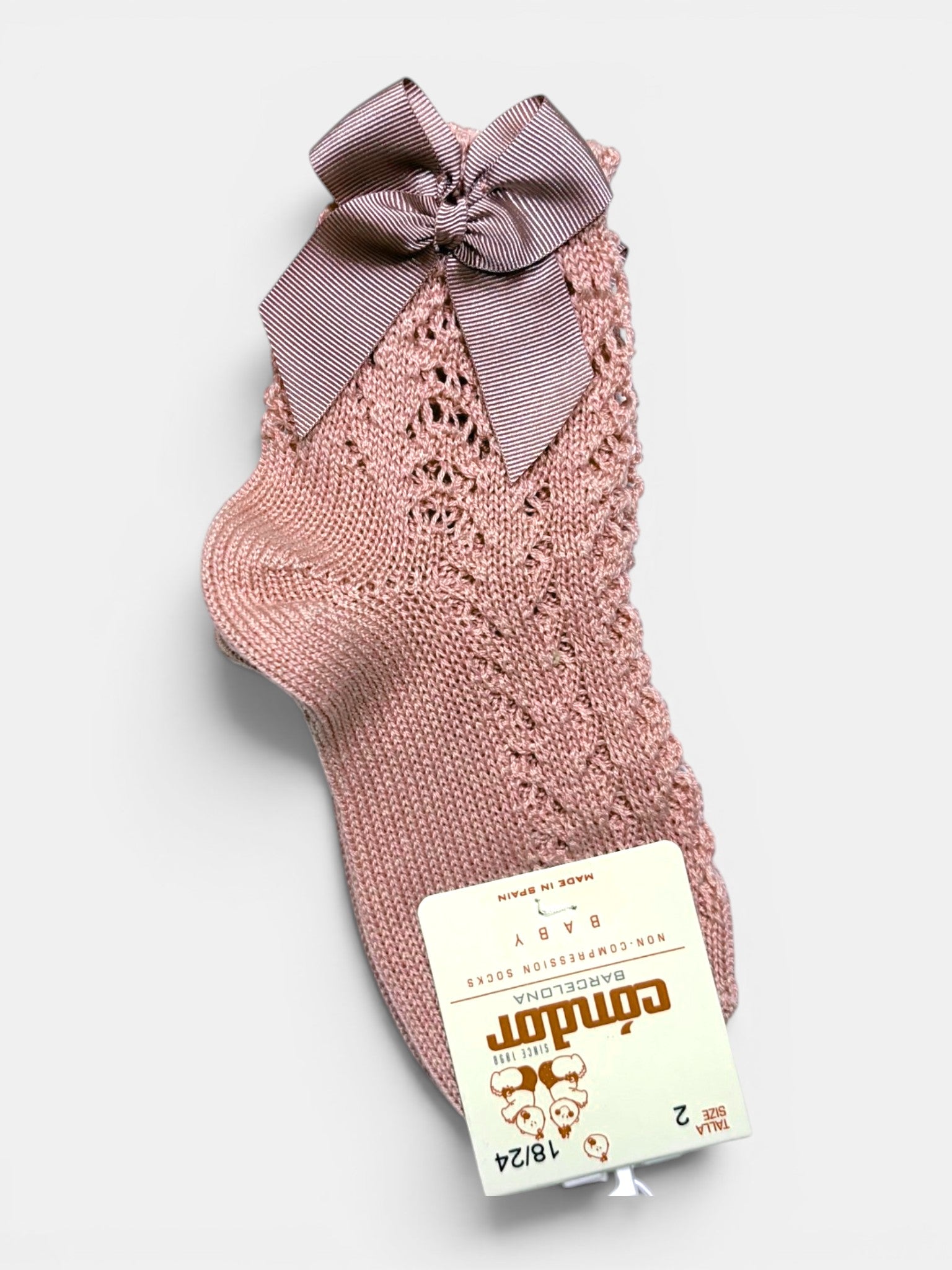 Refined Openwork Perle Socks With Delicate Bow