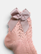 Refined Openwork Perle Socks With Delicate Bow - Mi Nina Kids