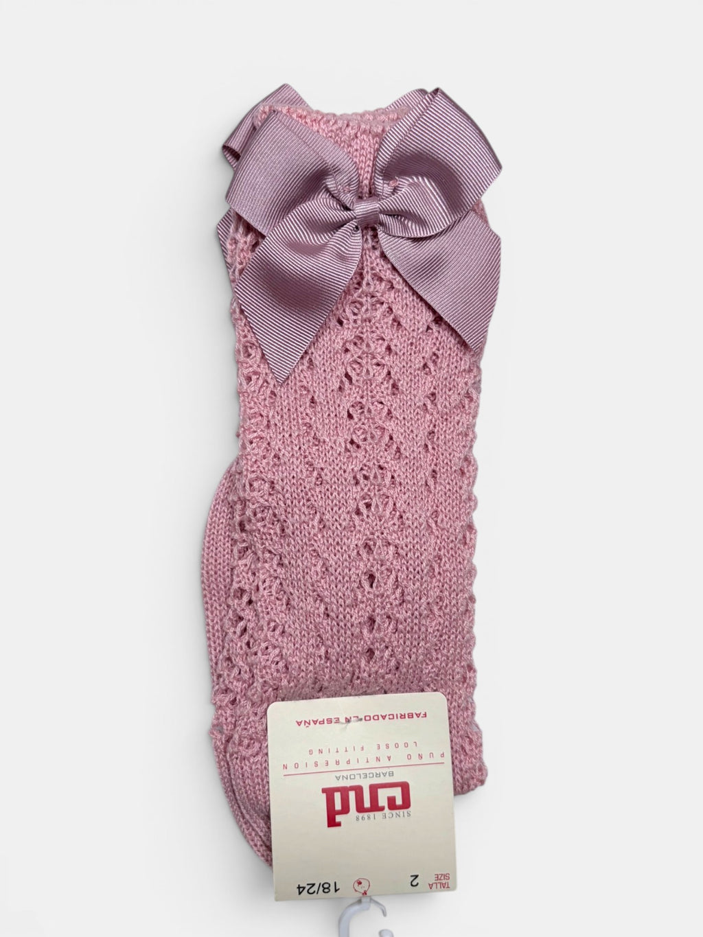 Refined Openwork Perle Knee-High Socks With Delicate Upper Bow