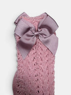 Refined Openwork Perle Knee-High Socks With Delicate Upper Bow - Mi Nina Kids