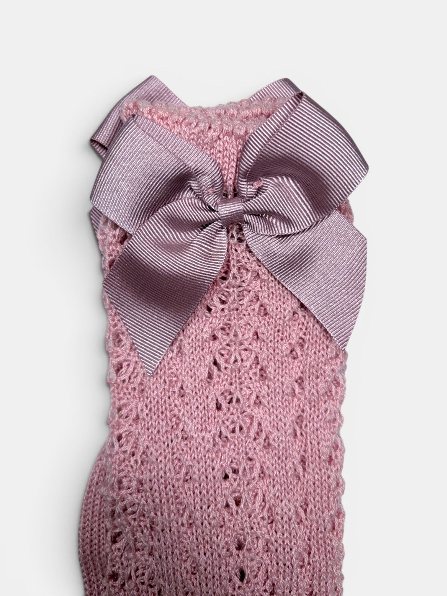 Refined Openwork Perle Knee-High Socks With Delicate Upper Bow