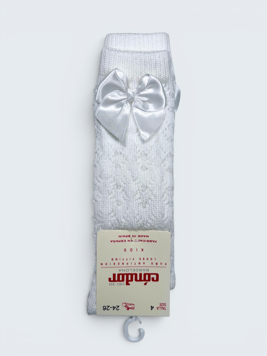 Refined Openwork Perle Knee-High Socks With Delicate Upper Bow