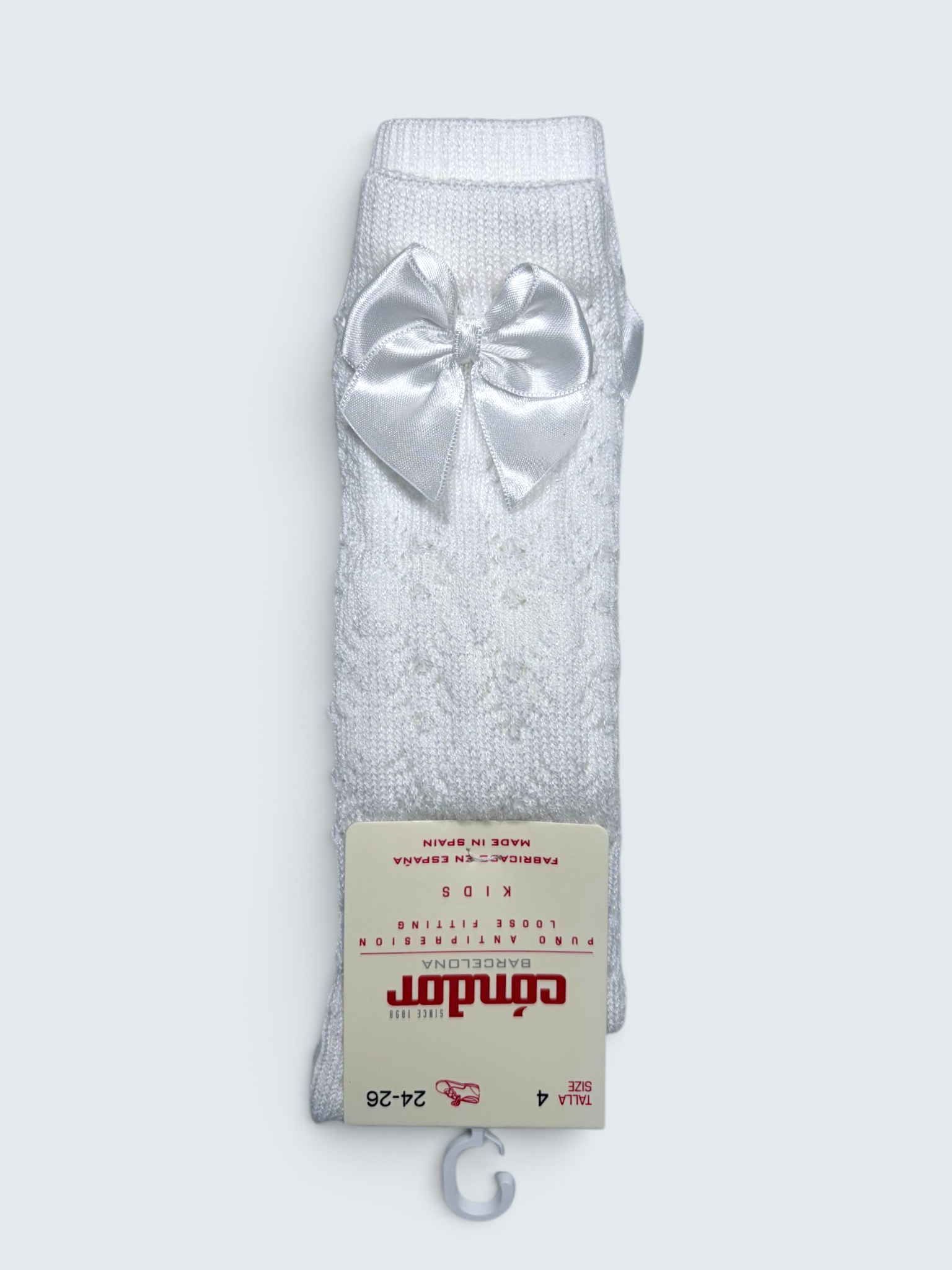 Refined Openwork Perle Knee-High Socks With Delicate Upper Bow