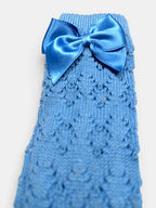 Refined Openwork Perle Knee-High Socks With Delicate Upper Bow - Mi Nina Kids