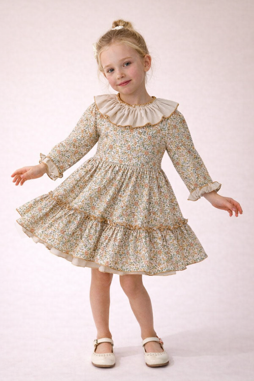 Alba Camel Ruffle Dress