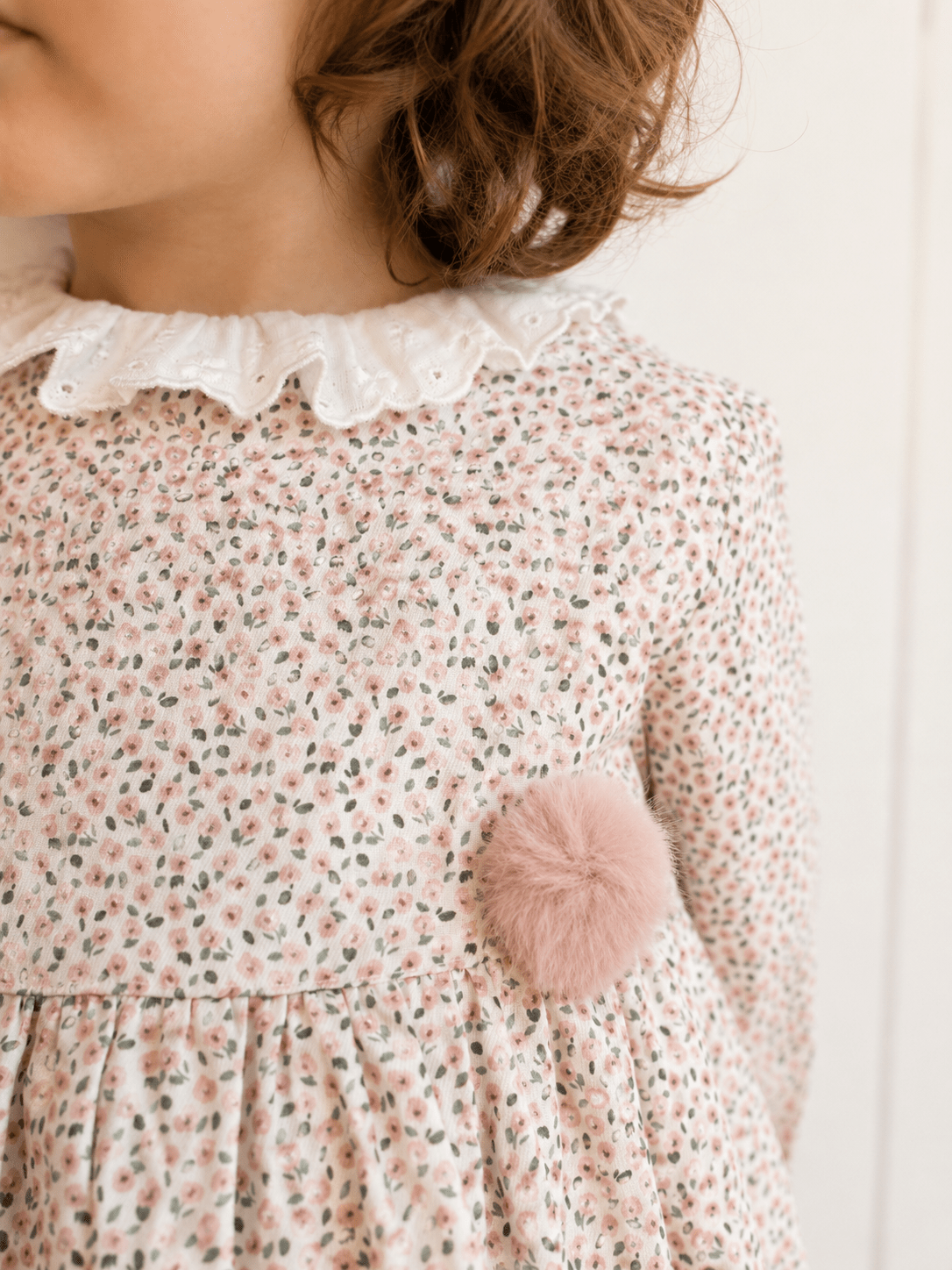 Floral Baby Dress with Embroidered Collar - Mi Nina Kids