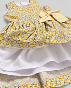 Alessandra Yellow Floral Dress With Bow
