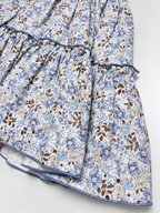 Sofia blaues gesmoktes Kleid mit Blumenmuster