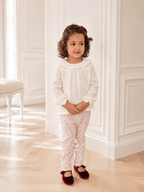 White Cotton Blouse with Lace Details - Mi Nina Kids