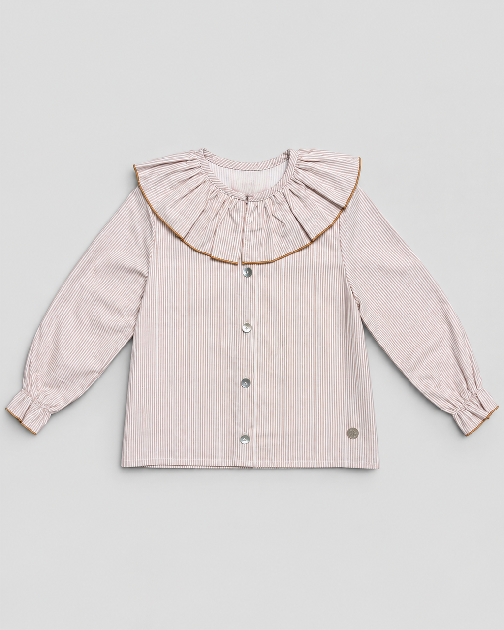 Camel Blouse With Striped Print