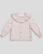 Camel Blouse With Striped Print