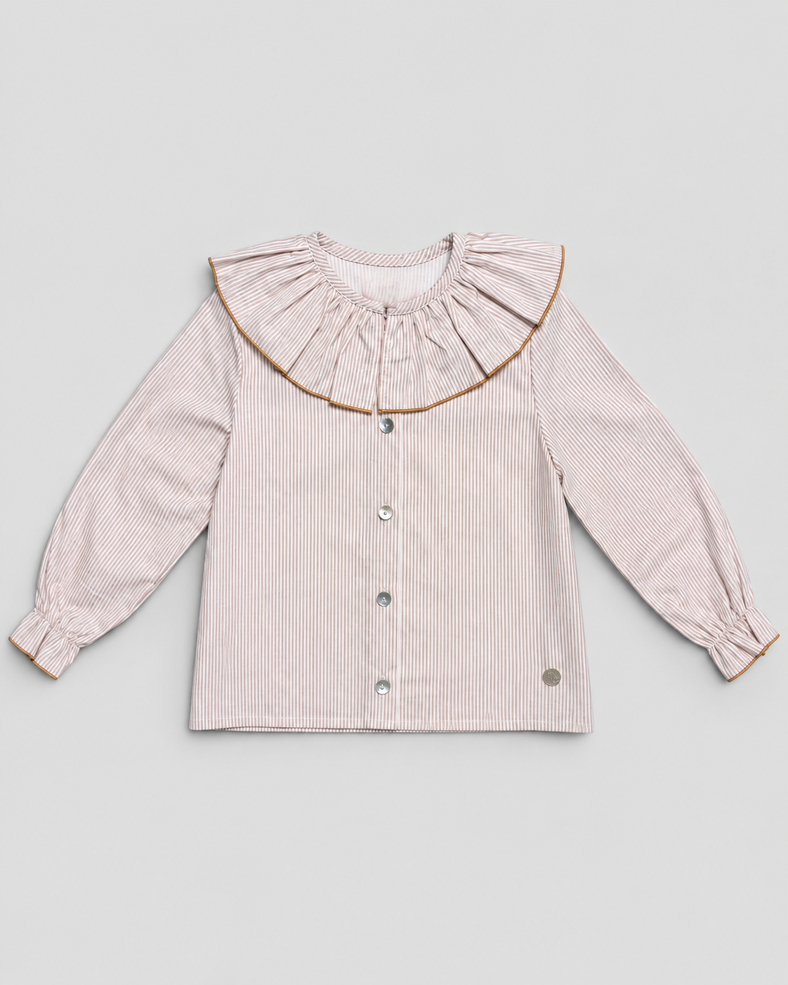 Camel Blouse With Striped Print