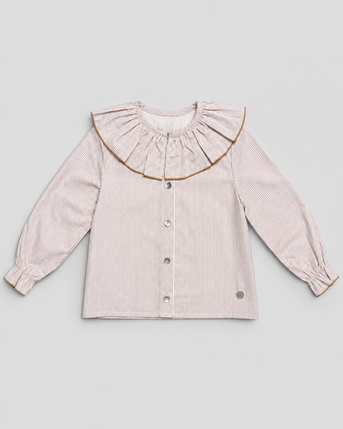 Camel Blouse With Striped Print