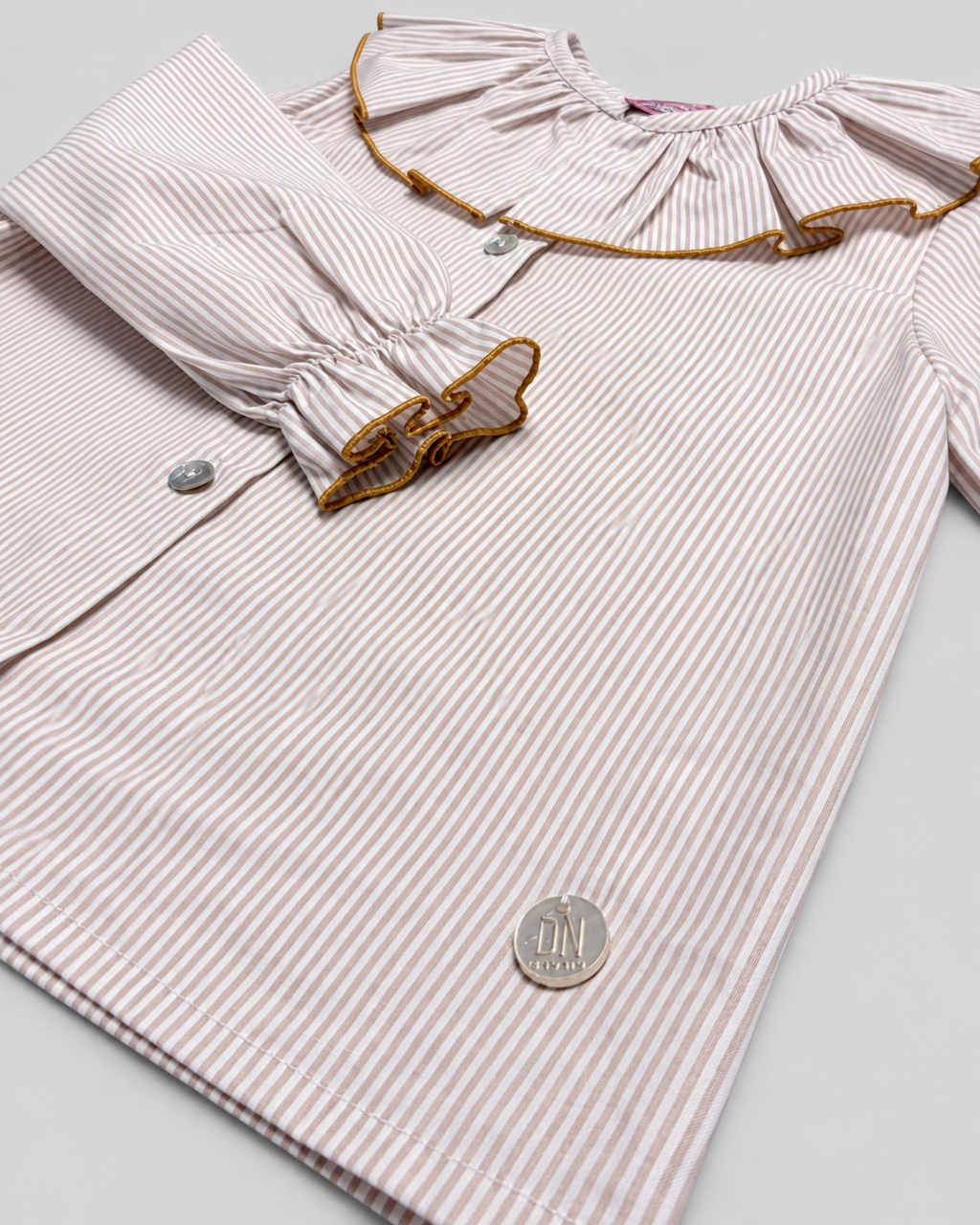 Camel Blouse With Striped Print