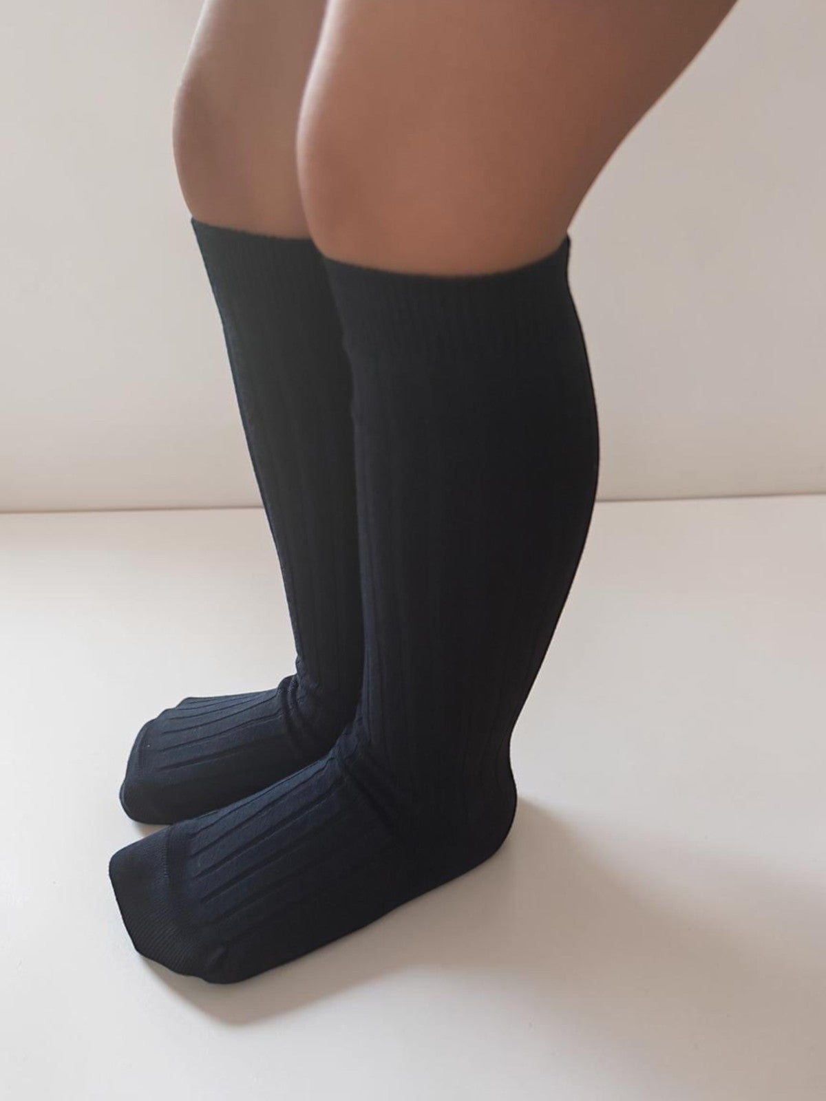Ribbed High Cotton Socks