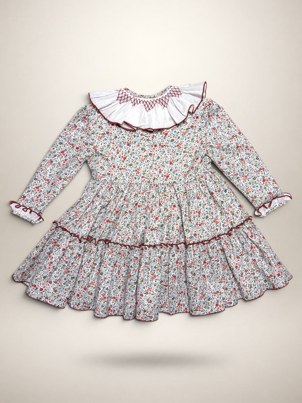 Sofia Terracotta Smocked Dress With Floral Print
