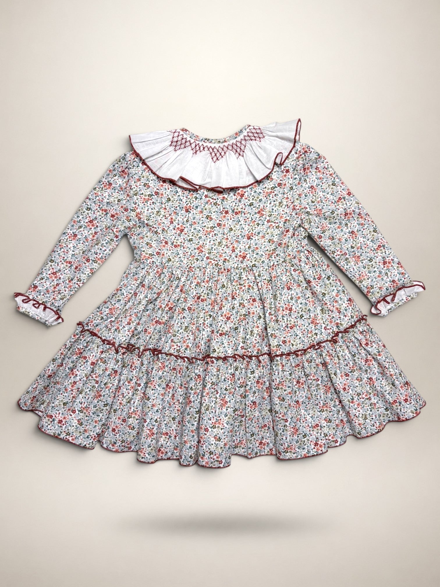 Sofia Terracotta Smocked Dress With Floral Print