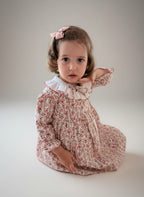 Clara Terracotta Dress With Floral Print - Mi Nina Kids