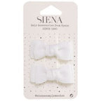 White grosgrain bow hair clip for girls