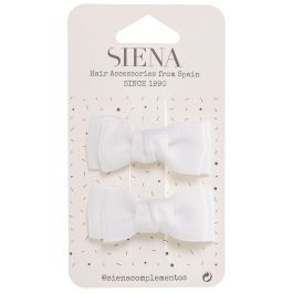 White grosgrain bow hair clip for girls