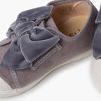 Pisamonas grey velvet bow trainers - Mi Nina Kids