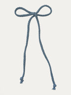 Long braided cotton hair cord for girls in Light Blue; pastel tone, elegant braided design, made in Spain and shipped from Switzerland.