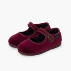 Pisamonas burgundy velvet Mary Jane - Mi Nina Kids