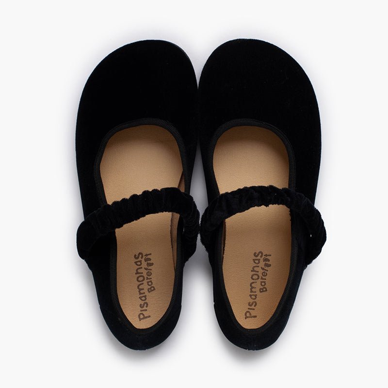 Pisamonas black velvet barefoot Mary Janes - Mi Nina Kids