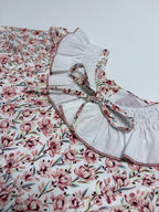 Clara Terracotta Dress With Floral Print - Mi Nina Kids