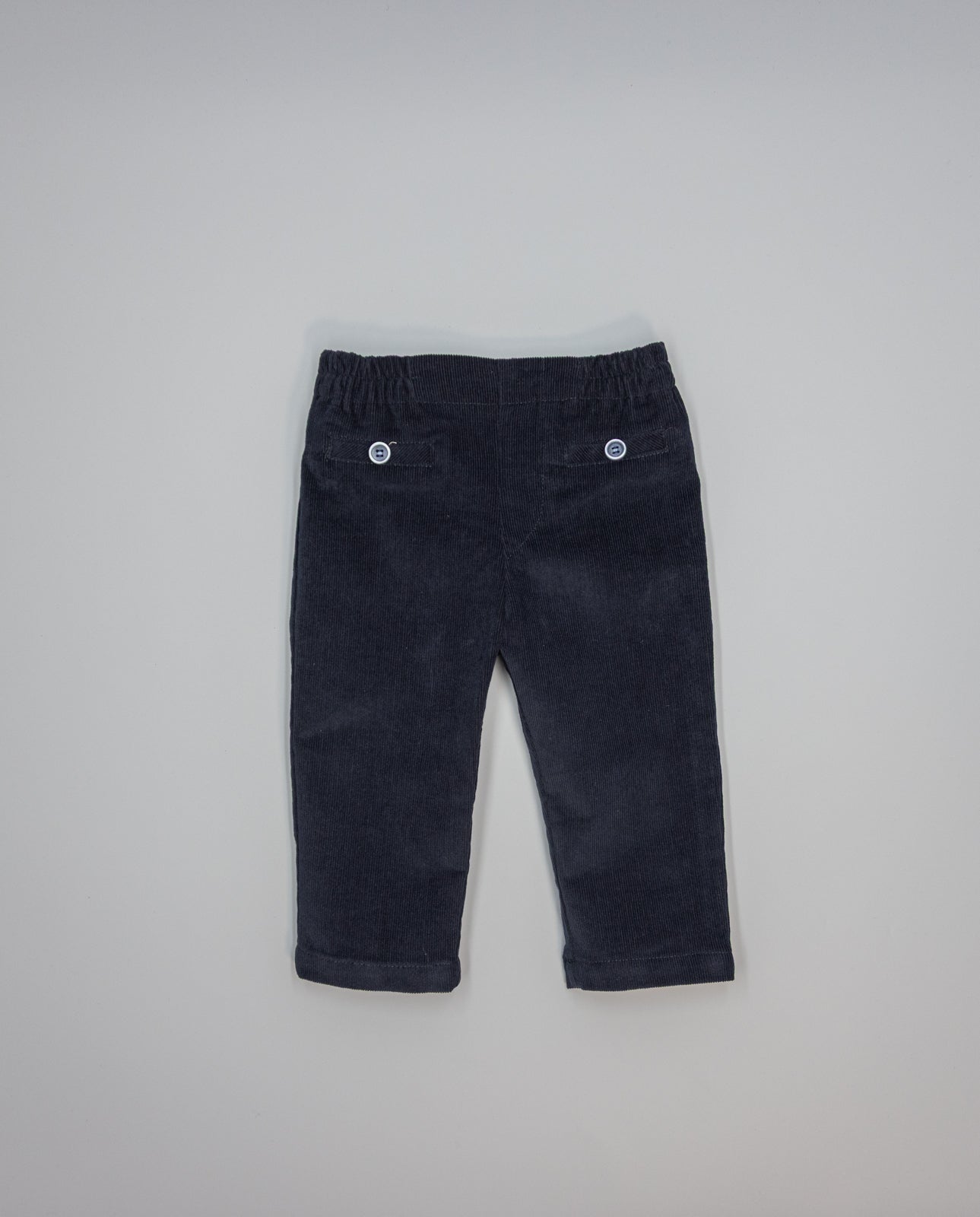Navy corduroy boys trousers with welt pockets