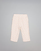 Corduroy trousers with cherry print and picot-trim pockets